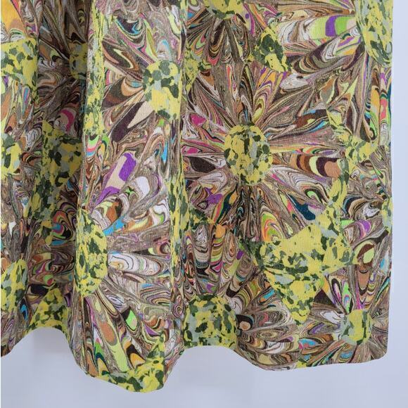 Vintage 60s Eve Seamstress Made Psychedelic Pleat Front with Pockets Midi Skirt - Picture 7 of 11